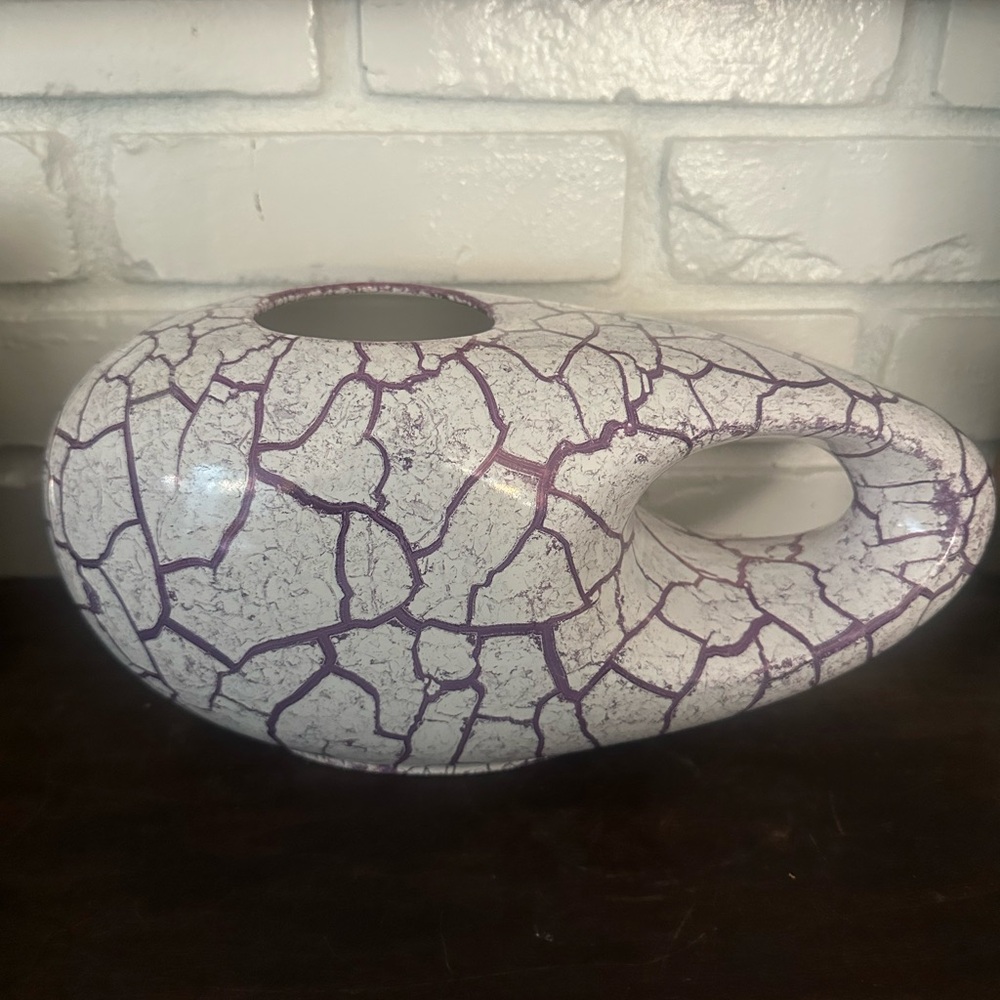 Purple and White Crackle Vase made in Italy 🇮🇹